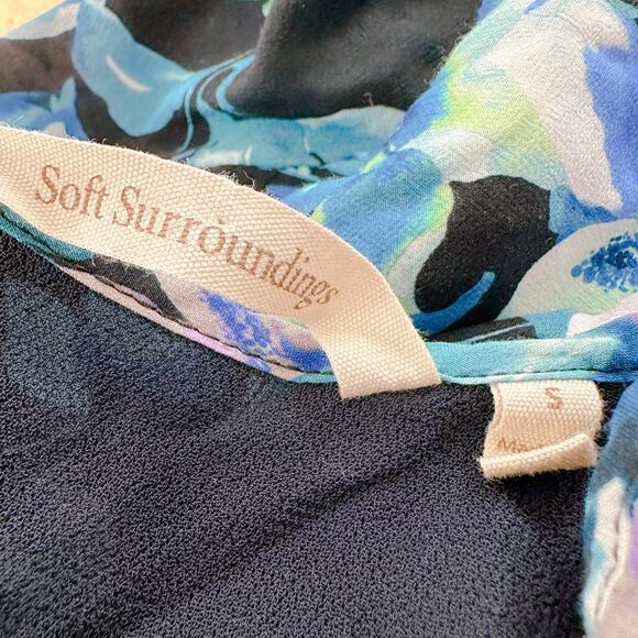 Soft Surroundings Night Bloom Long Balloon Sleeve Floral Midi Dress Blue Small - Picture 9 of 12